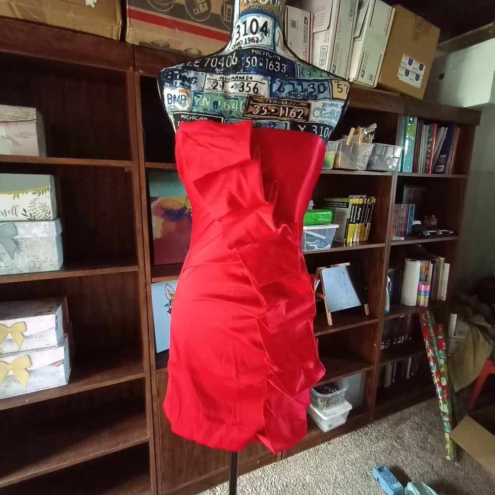 Wishes Wishes Wishes Red Strapless Dress